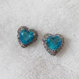 Blue heart earrings